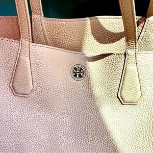 Tory Burch Blake Pink Moon Pebbled Shoulder Tote Handbag